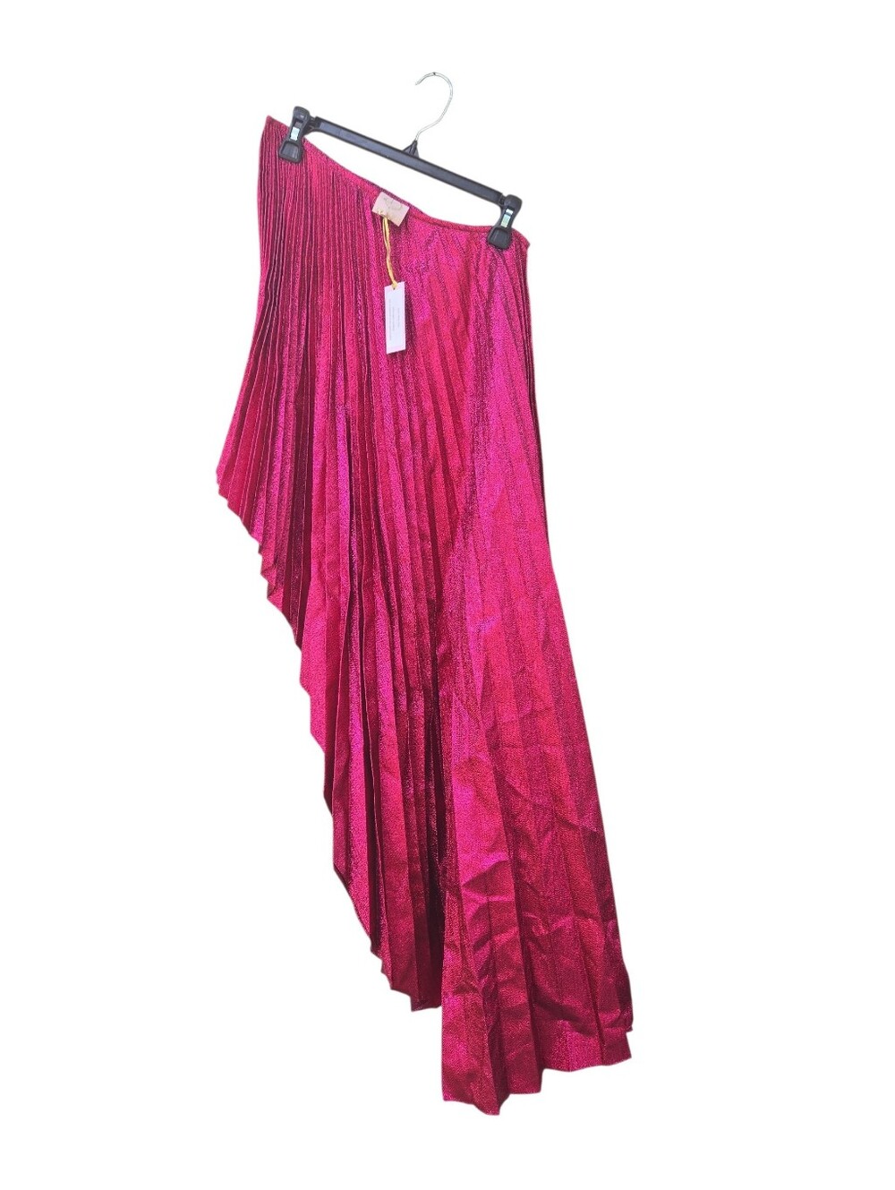Authentic Julia Clancey Pink Metallic Asymmetric Pleated Top OS